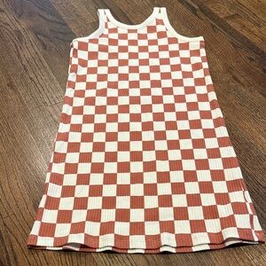 Old Navy Burn Red Brown and White Checkered Kids Casual Dress